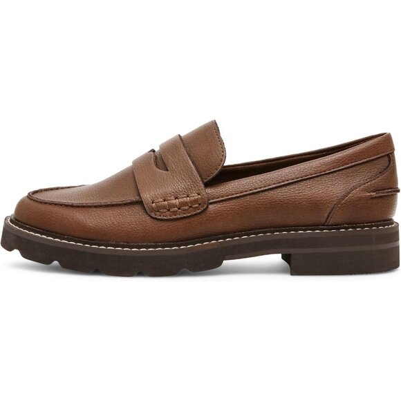 Anne Klein Womens Russet Rubber Low Chunky Heel Rounded Toe Emmylou Loafer Flat - Picture 4 of 7